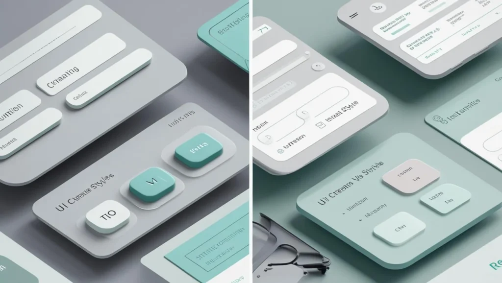 Side-by-side UI comparison showing a generic functional interface versus a refined, branded interface to illustrate aesthetic integrity in user interface design principles.
