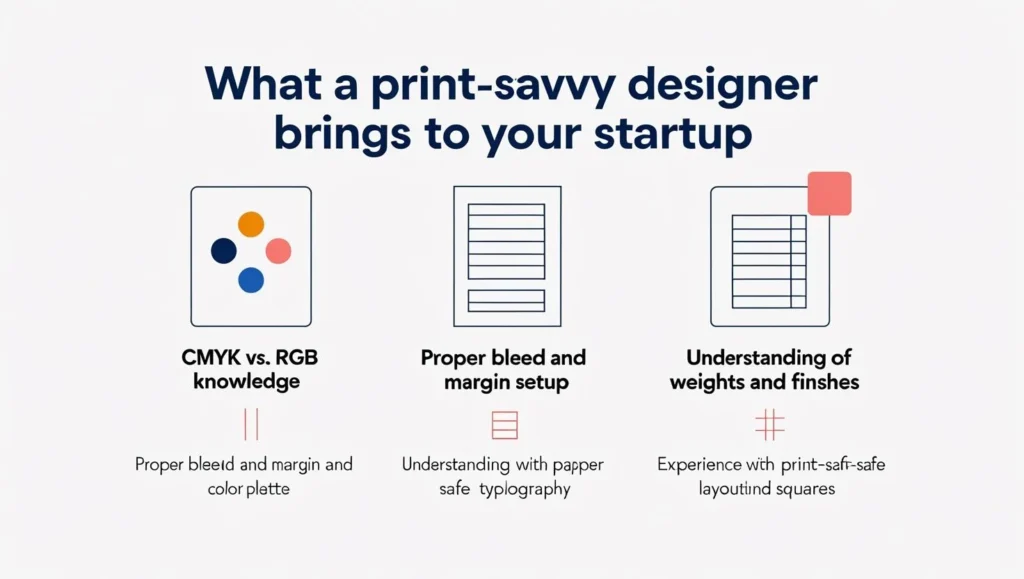 Side-by-side comparison of a startup flyer with DIY design flaws versus a professionally designed version showing clean layout, consistent branding, and clear hierarchy.